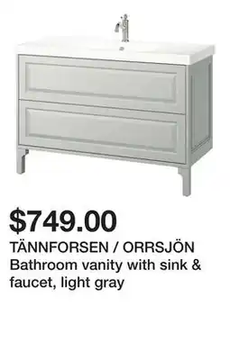 Ikea TÄNNFORSEN / ORRSJÖN Bathroom vanity with sink & faucet, light gray offer