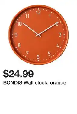 Ikea BONDIS Wall clock, orange offer