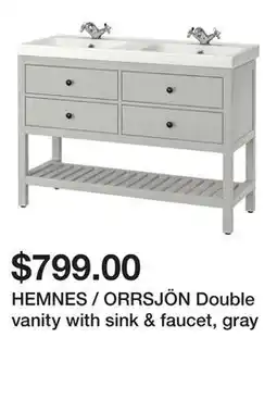 Ikea HEMNES / ORRSJÖN Double vanity with sink & faucet, gray offer