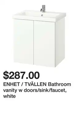 Ikea ENHET / TVÄLLEN Bathroom vanity w doors/sink/faucet, white offer