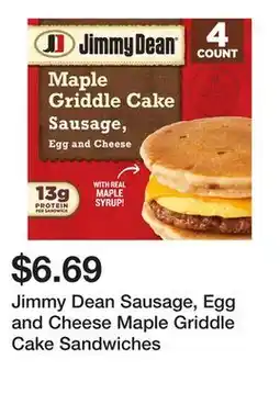 Wegmans Jimmy Dean Sausage, Egg and Cheese Maple Griddle Cake Sandwiches offer