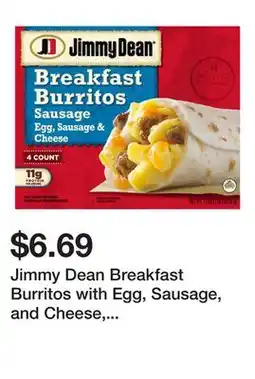Wegmans Jimmy Dean Breakfast Burritos with Egg, Sausage, and Cheese, Frozen, 4 Count offer