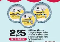 Grocery Outlet GO Home & Haven Everyday Paper Plates, 45-50 ct, or Bowls 24 ct offer