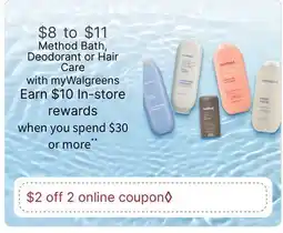 Walgreens Method Bath, Deodorant or Hair Care offer