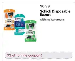 Walgreens Schick Disposable Razors offer