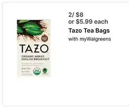 Walgreens Tazo Tea Bags offer