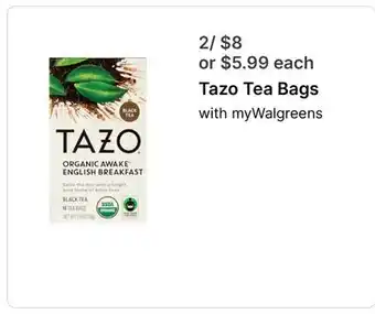 Walgreens Tazo Tea Bags offer