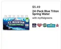 Walgreens 24-Pack Blue Triton Spring Water offer