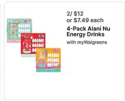 Walgreens 4-Pack Alani Nu Energy Drinks offer