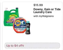 Walgreens Downy, Gain or Tide Laundry Care offer