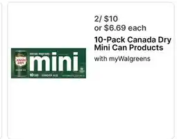 Walgreens 10-Pack Canada Dry Mini Can Products offer