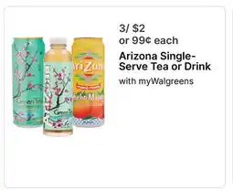Walgreens Arizona Single-Serve Tea or Drink offer