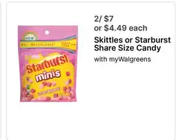Walgreens Skittles or Starburst Share Size Candy offer