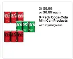 Walgreens 6-Pack Coca-Cola Mini Can Products offer
