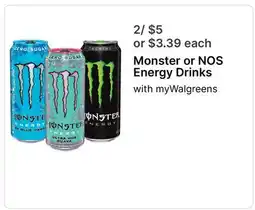 Walgreens Monster or NOS Energy Drinks offer