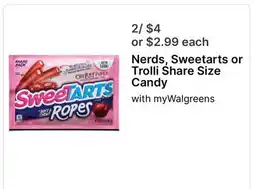 Walgreens Nerds, Sweetarts or Trolli Share Size Candy offer