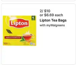 Walgreens Lipton Tea Bags offer