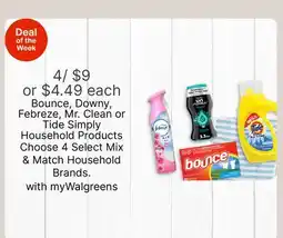Walgreens Bounce, Downy, Febreze, Mr. Clean or Tide Simply Household Products offer
