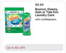 Walgreens Bounce, Downy, Gain or Tide Evo Laundry Care offer