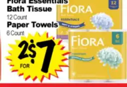 Superior Grocers Fiora Essentials Bath Tissue 12 Count Paper Towels 6 Count offer