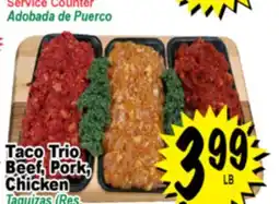 Superior Grocers Taco Trio Beef, Pork, Chicken offer