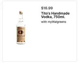 Walgreens Tito's Handmade Vodka, 750ml offer