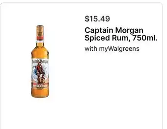 Walgreens Captain Morgan Spiced Rum, 750ml offer