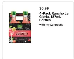 Walgreens 4-Pack Rancho La Gloria, 187ml. Bottles offer