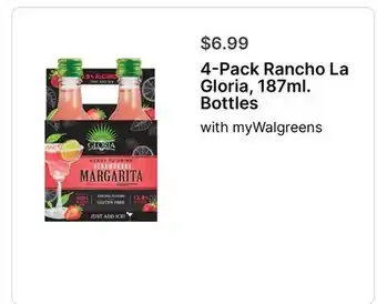 Walgreens 4-Pack Rancho La Gloria, 187ml. Bottles offer
