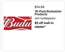 Walgreens 18-Pack Budweiser Products offer