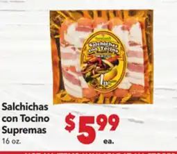 Vallarta Supermarkets Salchichas con Tocino Supremas offer