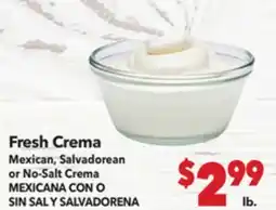 Vallarta Supermarkets Fresh Crema Mexican / Crema MEXICANA CON O SIN SAL Y SALVADORENA offer