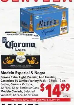 Vallarta Supermarkets Modelo Especial & Negra offer