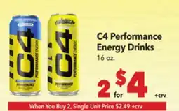 Vallarta Supermarkets C4 Performance Energy Drinks offer