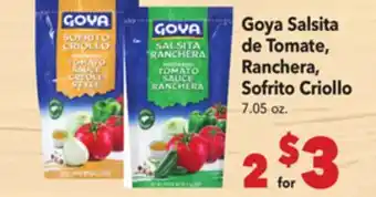 Vallarta Supermarkets Goya Salsita de Tomate, Ranchera, Sofrito Criollo offer
