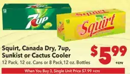 Vallarta Supermarkets Squirt, Canada Dry, 7up, Sunkist or Cactus Cooler offer