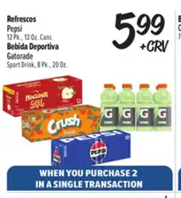 El Super Fresh Refrescos Pepsi 12Pk., 12Oz. Cans Bebida Deportiva Gatorade Sport Drink, 8Pk., 20Oz offer