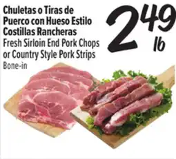 El Super Fresh Sirloin End Pork Chops or Country Style Pork Strips offer