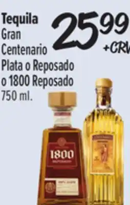 El Super Gran Centenario Plata o Reposado o 1800 Reposado Tequila offer
