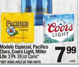 Super King Markets Modelo Especial, Pacifico Clara, Coors Light, Miller Lite offer