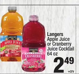 Super King Markets Langers Apple Juice or Cranberry Juice Cocktail offer