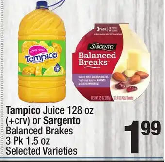Super King Markets Tampico Juice 128 oz or Sargento Balanced Brakes 3 Pk 1.5 oz offer