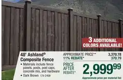 Menards 48' Ashland Composite Fence offer