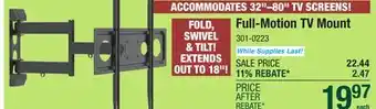 Menards Full-Motion TV Mount offer