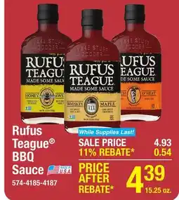 Menards Rufus Teague BBQ Sauce offer