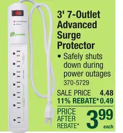 Menards 3' 7-Outlet Advanced Surge Protector offer