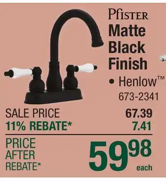 Menards Pfister Matte Black Finish Faucet offer