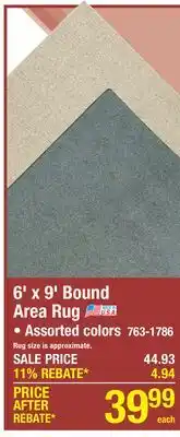 Menards 6' x 9' Bound Area Rug offer