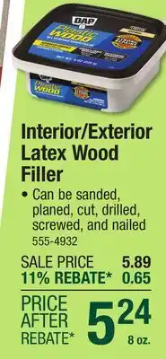 Menards Interior/Exterior Latex Wood Filler offer