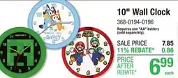 Menards 10 Wall Clock offer